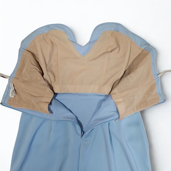 Monique Lhuillier Powder Blue Strapless Midi Dress - Picture 3 of 9